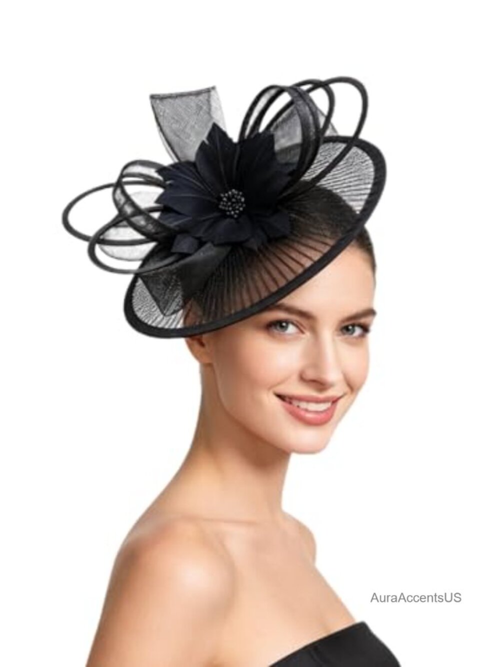 Feather Fascinator Hat with Veil & Hair Clip for Weddings Tea Party